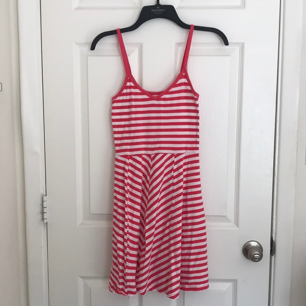 SO Pink and White Striped Spaghetti Strap Sundress, Size Small